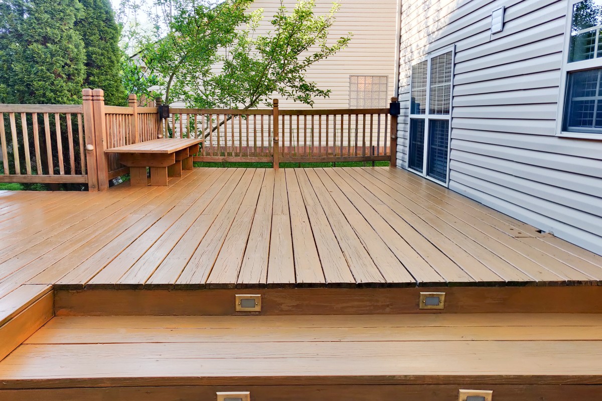 Wooden Deck With Lights